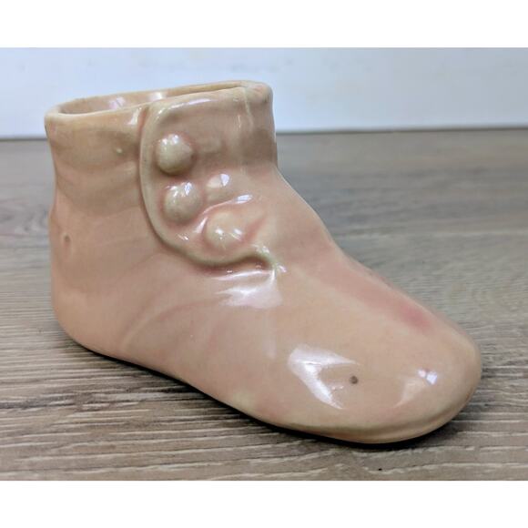 Mid-Century MCM Baby Shoe Planter Lot of 3 Ceramic McCoy Japan Girl Pink - Picture 9 of 16